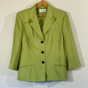 Le Suit Lime Green Fitted Cropped Blazer Jacket